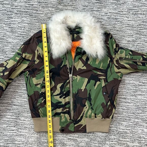 New Rag & Bone Camo Flight Jacket Bomber Shearling Collar Removable Size Small - Picture 11 of 16